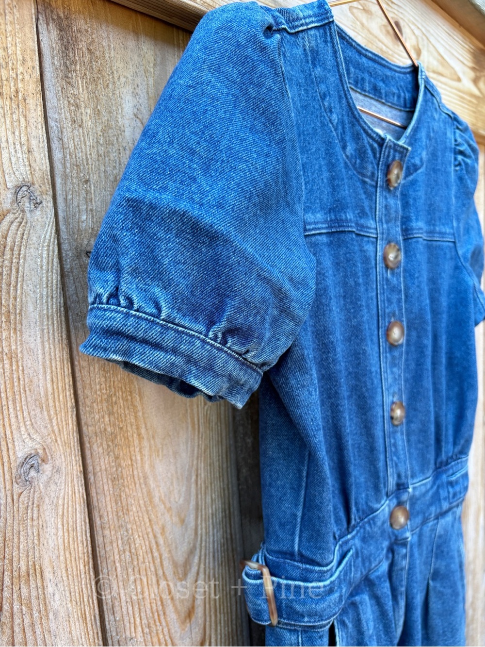 Sezane Lucia Denim Jumpsuit Short Sleeve Size 2 FR 34 - Picture 7 of 17